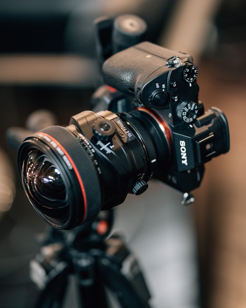 Macro detail of a cinema camera on set